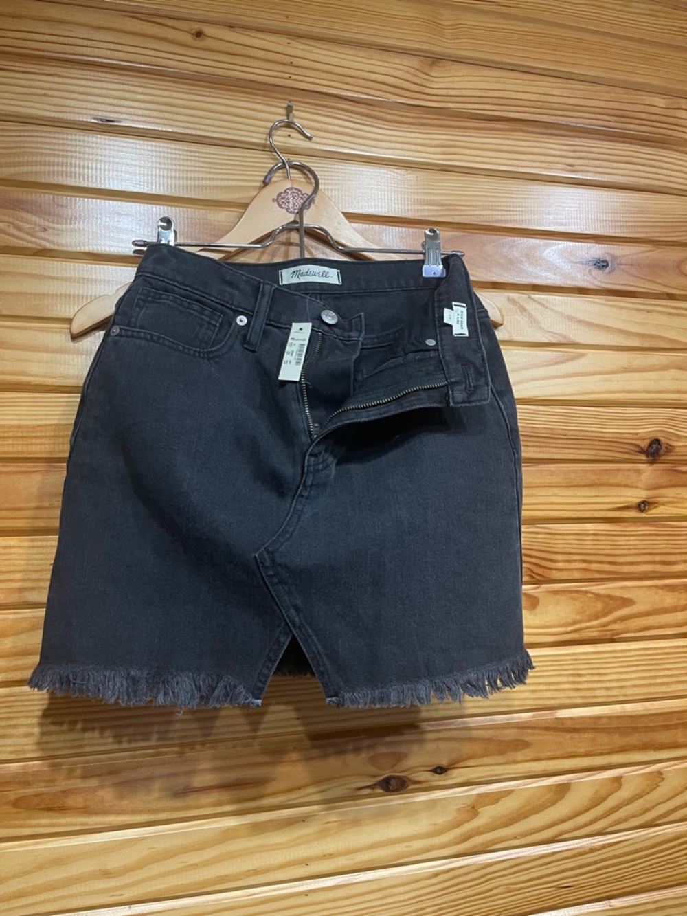 Madewell Charcoal Black High-Rise Denim Skirt with Zip